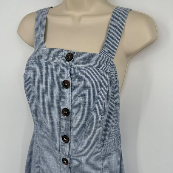 JAPNA Women's Size M Romper Jumpsuit Blue Striped straight  Leg 100% Cotton Casu - Picture 2 of 14